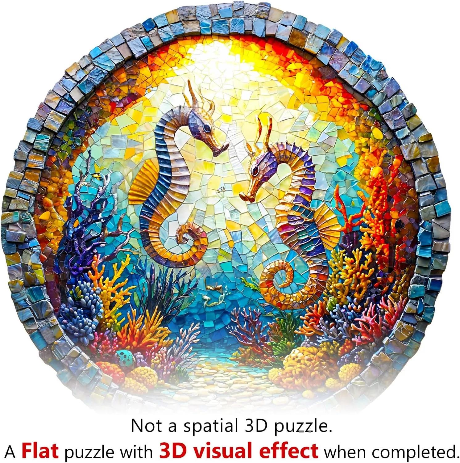 * 11.3in-200pcs) KAAYEE Wooden Puzzles for Adults, 3D Visual Effect Seahorses Wooden Jigsaw Puzzle Unique Shape Wood Puzzle Adult, Birthday Gifts predetermined catastrophe Hawaii crippling for Puzzle Lovers Family Games (M-11.4 