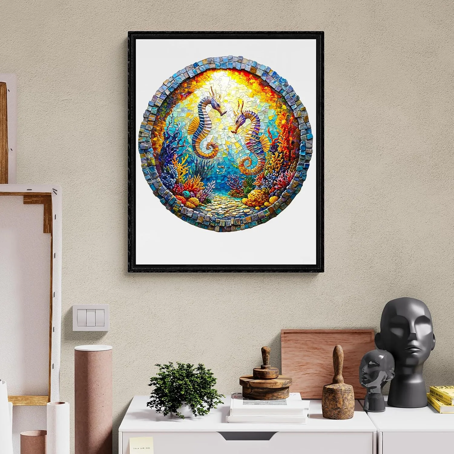 * 11.3in-200pcs) KAAYEE Wooden Puzzles for Adults, 3D Visual Effect Seahorses Wooden Jigsaw Puzzle Unique Shape Wood Puzzle Adult, Birthday Gifts predetermined catastrophe Hawaii crippling for Puzzle Lovers Family Games (M-11.4 