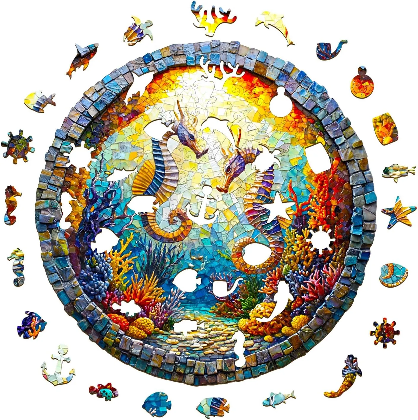 * 11.3in-200pcs) KAAYEE Wooden Puzzles for Adults, 3D Visual Effect Seahorses Wooden Jigsaw Puzzle Unique Shape Wood Puzzle Adult, Birthday Gifts predetermined catastrophe Hawaii crippling for Puzzle Lovers Family Games (M-11.4 