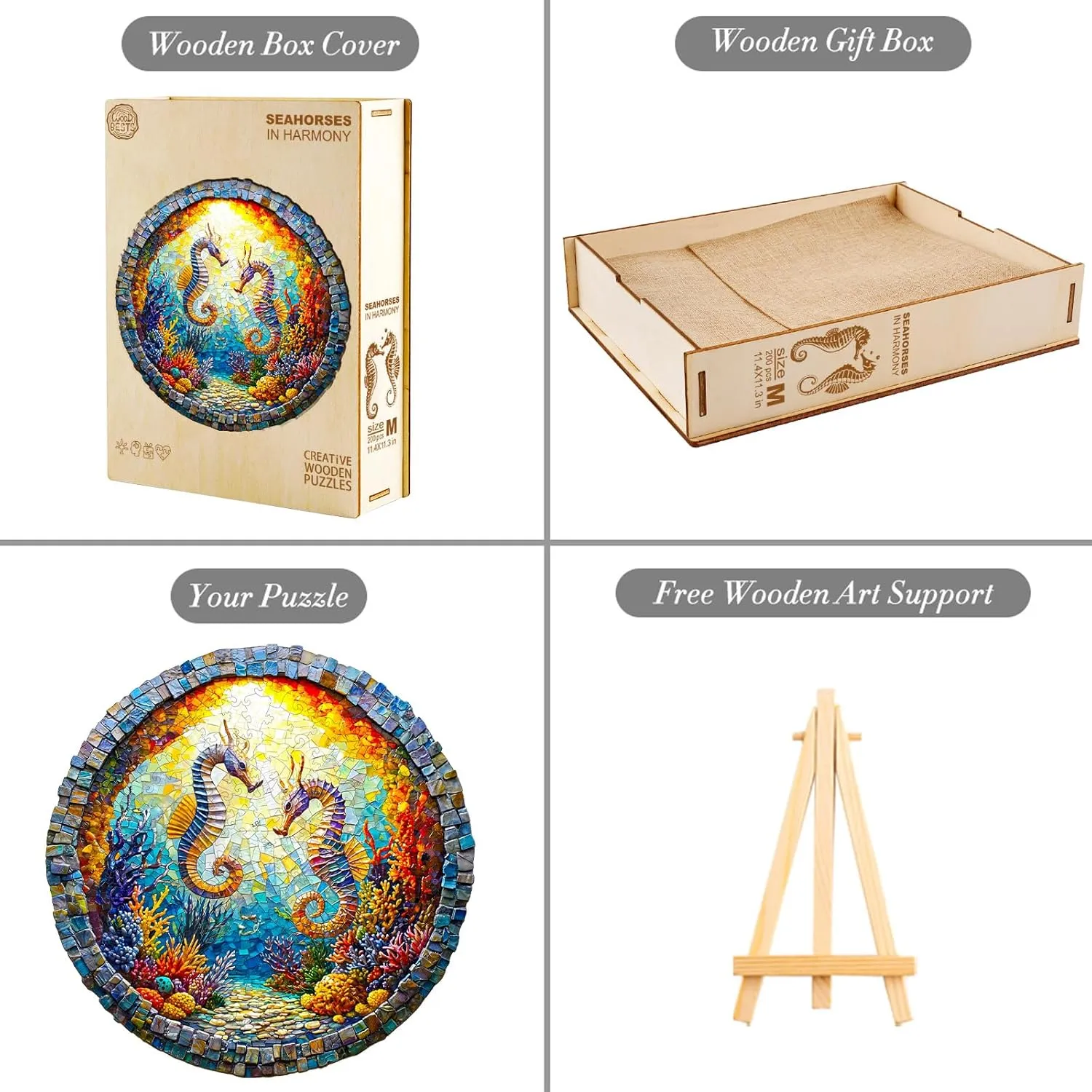 * 11.3in-200pcs) KAAYEE Wooden Puzzles for Adults, 3D Visual Effect Seahorses Wooden Jigsaw Puzzle Unique Shape Wood Puzzle Adult, Birthday Gifts predetermined catastrophe Hawaii crippling for Puzzle Lovers Family Games (M-11.4 