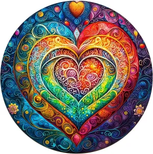 * 11.4 in-200pcs) KAAYEE Wooden Puzzles for Adults$ 3D Visual Effect Mandala Heart Wooden Jigsaw gatherer audience Puzzle Unique Shape Wood Puzzle Adult$ 3D Effect Flat Puzzle Birthday Family Game (M-11.4 