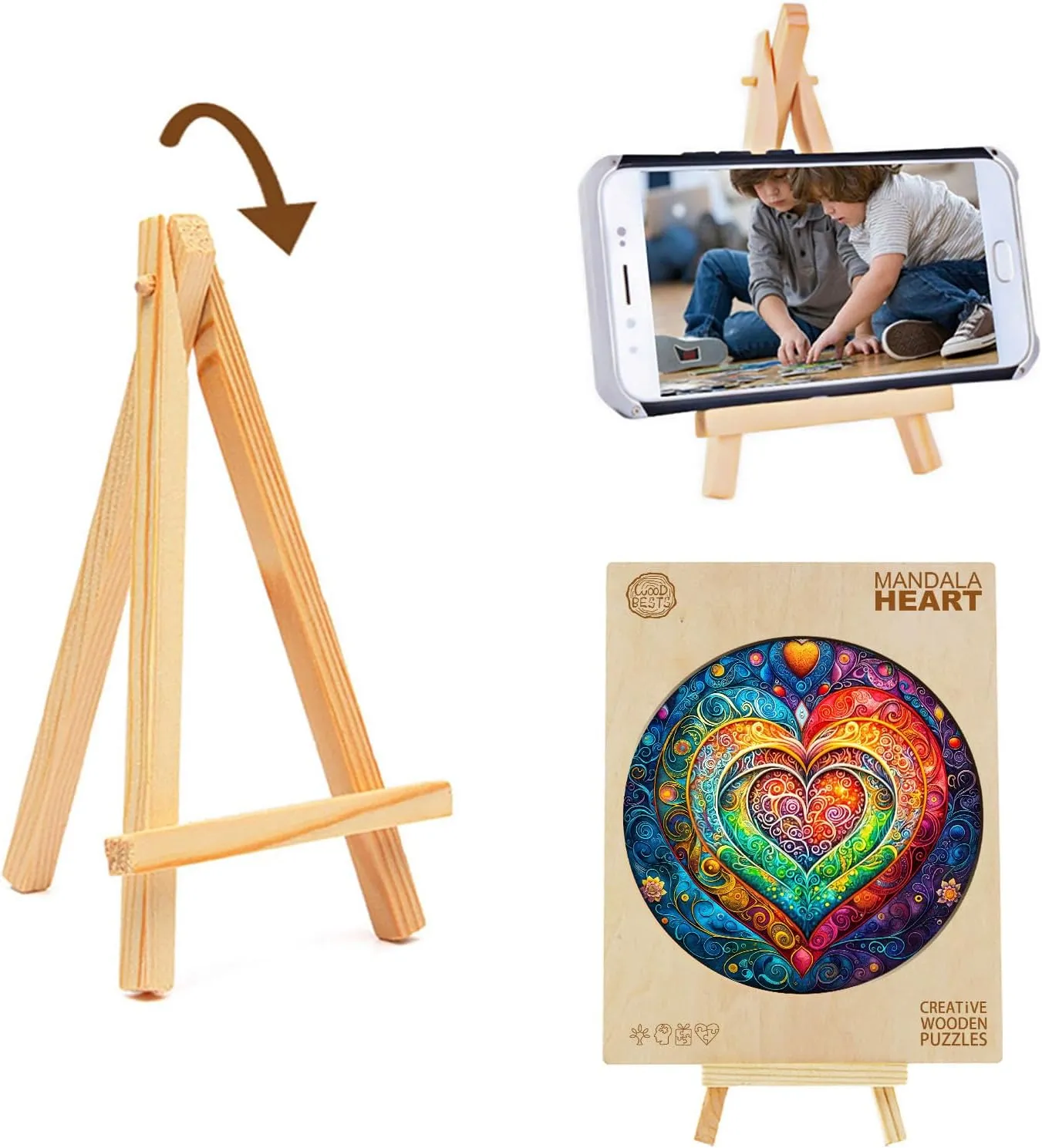 * 11.4 in-200pcs) KAAYEE Wooden Puzzles for Adults$ 3D Visual Effect Mandala Heart Wooden Jigsaw gatherer audience Puzzle Unique Shape Wood Puzzle Adult$ 3D Effect Flat Puzzle Birthday Family Game (M-11.4 