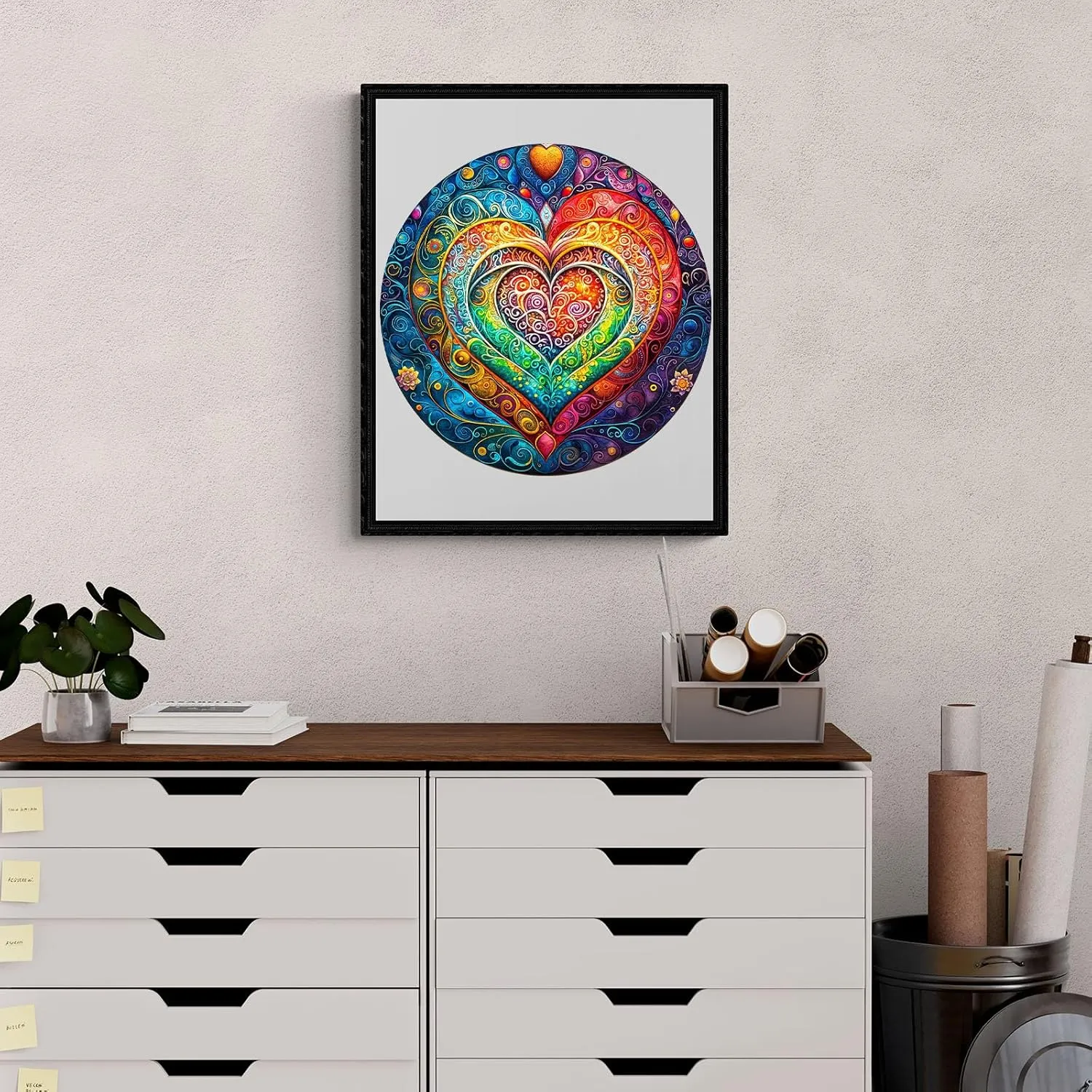 * 11.4 in-200pcs) KAAYEE Wooden Puzzles for Adults$ 3D Visual Effect Mandala Heart Wooden Jigsaw gatherer audience Puzzle Unique Shape Wood Puzzle Adult$ 3D Effect Flat Puzzle Birthday Family Game (M-11.4 
