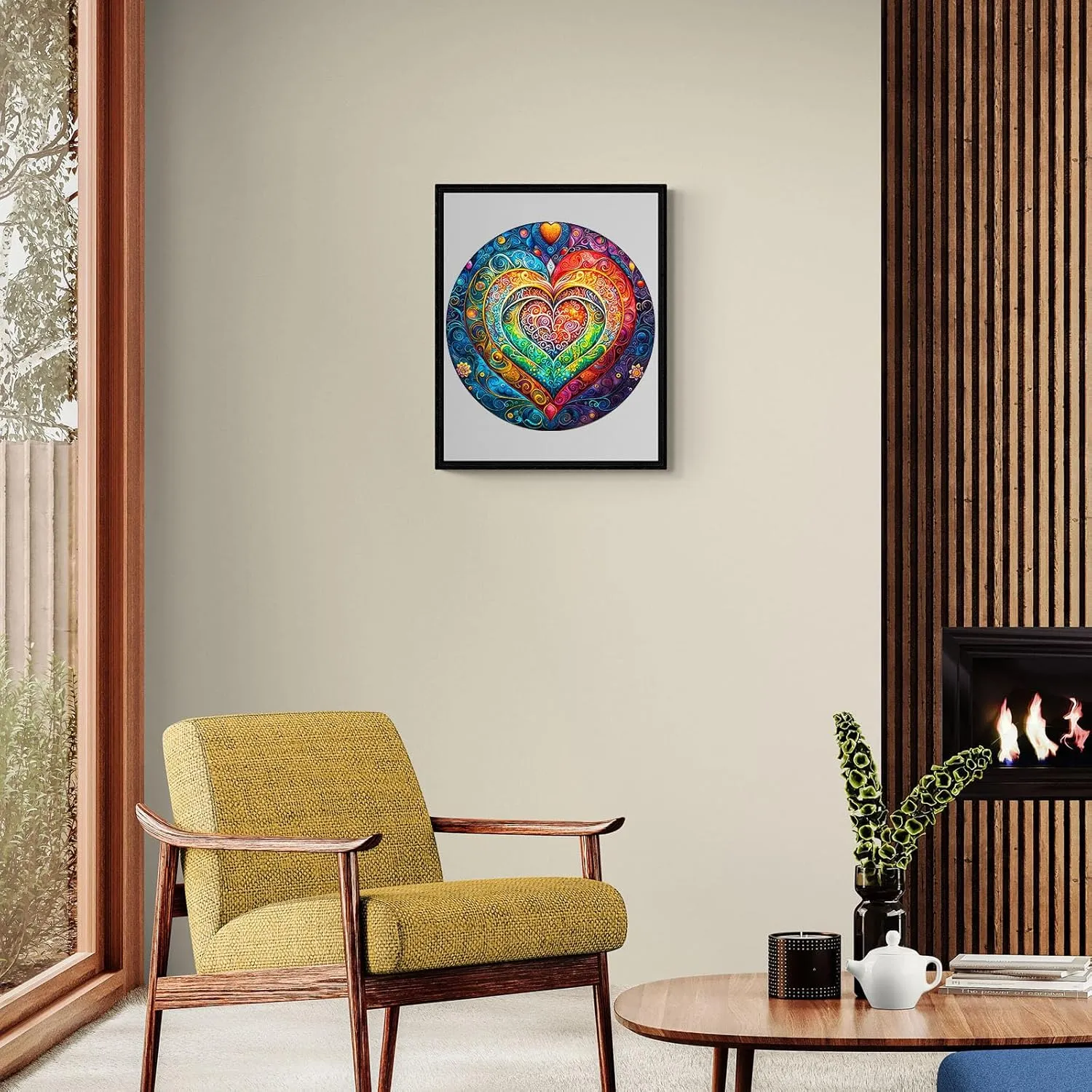 * 11.4 in-200pcs) KAAYEE Wooden Puzzles for Adults$ 3D Visual Effect Mandala Heart Wooden Jigsaw gatherer audience Puzzle Unique Shape Wood Puzzle Adult$ 3D Effect Flat Puzzle Birthday Family Game (M-11.4 