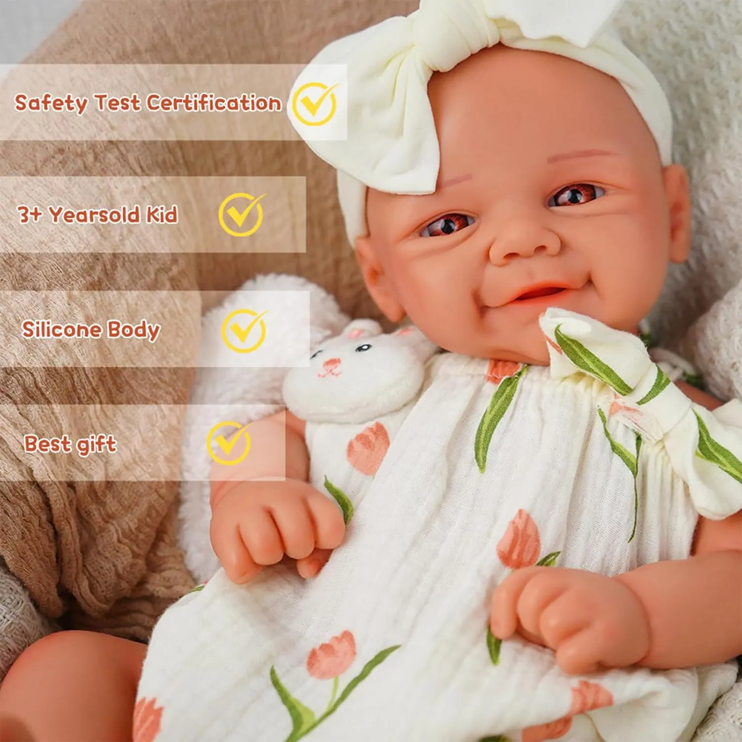 -16.5 inch Full Body Silicone Sleeping Baby Girl Handmade Face Realistic Body Details for Children Gift Reborn perennial Baby Dolls That Lifelike 