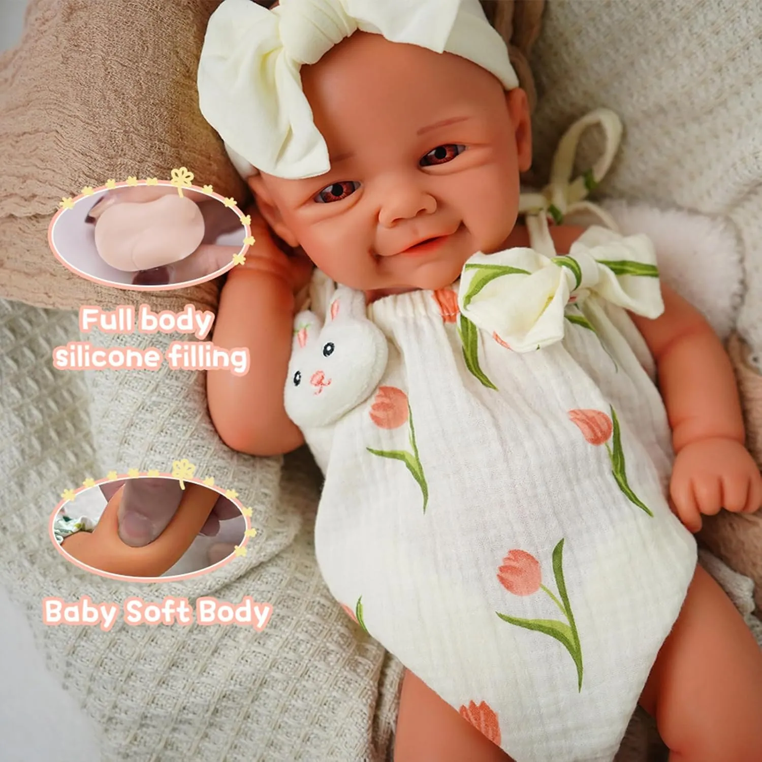 -16.5 inch Full Body Silicone Sleeping Baby Girl Handmade Face Realistic Body Details for Children Gift Reborn perennial Baby Dolls That Lifelike 