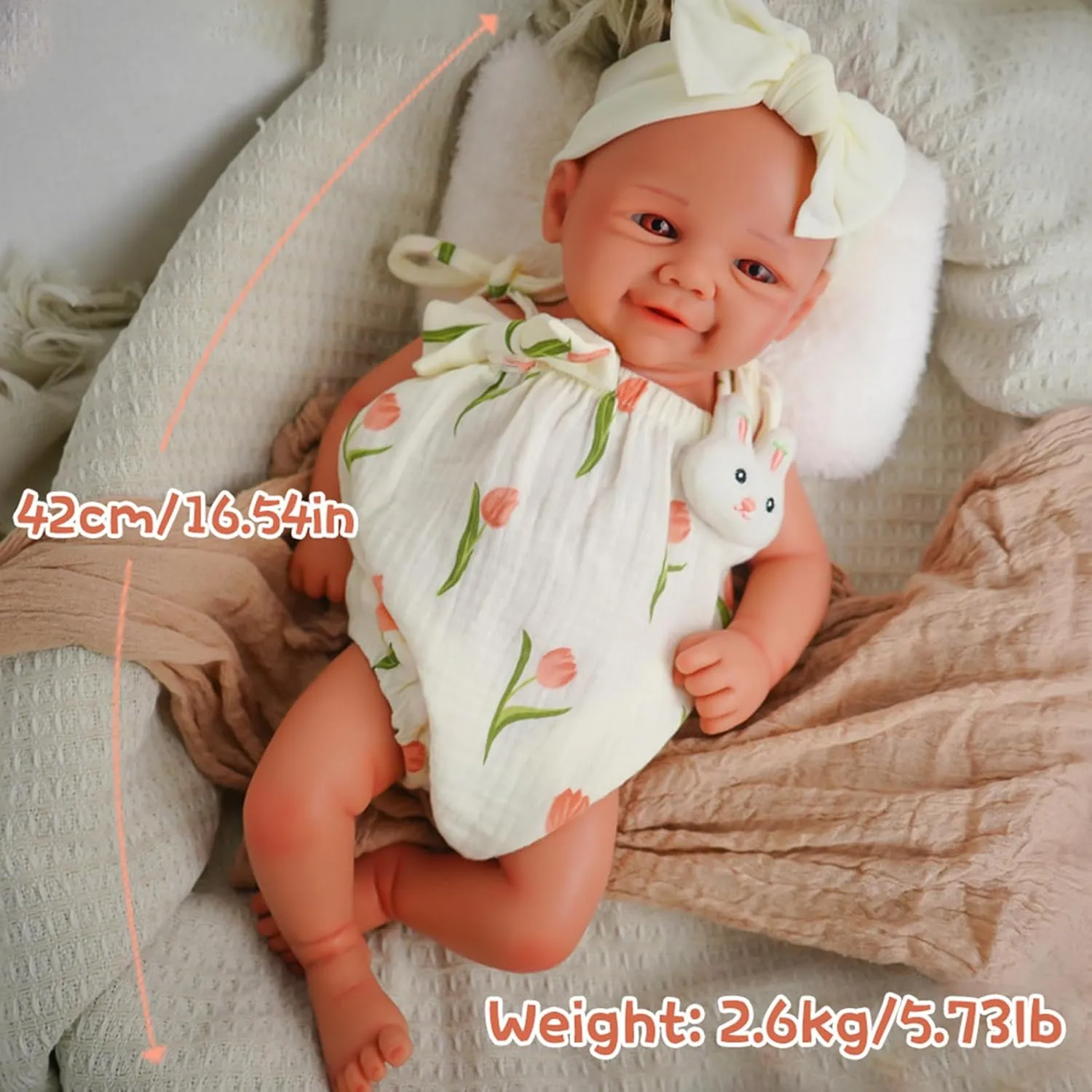 -16.5 inch Full Body Silicone Sleeping Baby Girl Handmade Face Realistic Body Details for Children Gift Reborn perennial Baby Dolls That Lifelike 