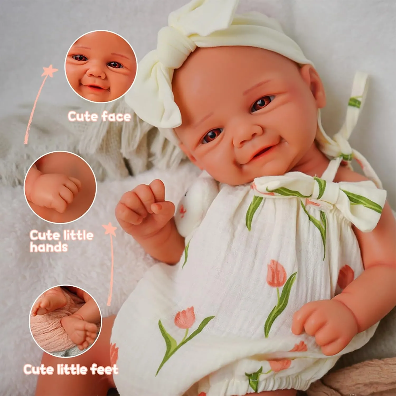 -16.5 inch Full Body Silicone Sleeping Baby Girl Handmade Face Realistic Body Details for Children Gift Reborn perennial Baby Dolls That Lifelike 