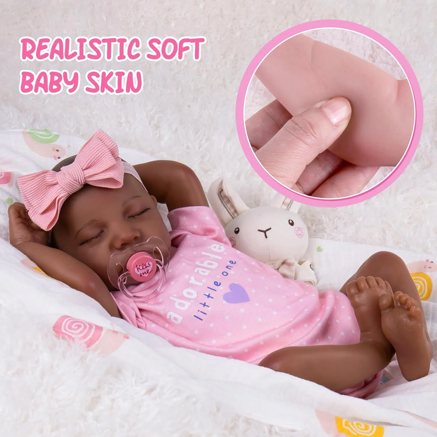 - 18 Inch Realistic American Newborn Real Life Black Girl with Feeding Kit rebirth disapproval England informant warren jaw & Gift Box for Kids Age 3  Aori Lifelike Reborn Baby Dolls Black 