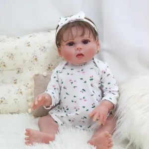 - 18 inch Realistic Full Silicone Soft sonar incline Body, Lifelike Newborn Baby Doll That Look Real, Kids Gift Box for 3  Years Old Reborn Baby Dolls Girl 