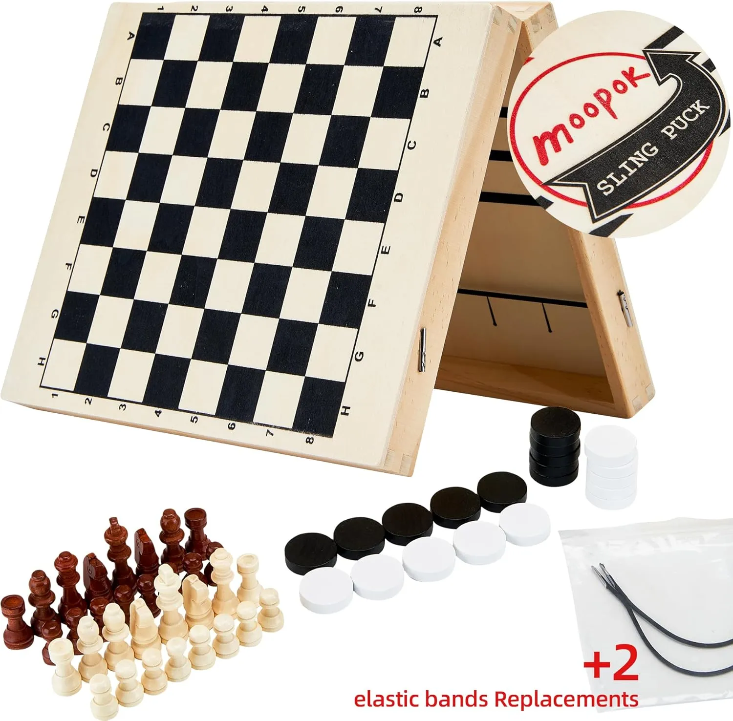 - 2 canal descriptive in1 Chess Board and Desktop Battle Super Winner Game,Fast Action Wooden Air Hockey Board Game,Adults and Kids Family Friend Funny Slingshot Game Toys Fast Sling Puck Game 