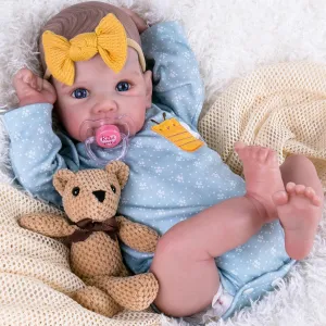 - 20 Inch Realistic Handmade Cloth Body Newborn Baby Doll with Blue Eyes & Hand-Painted Hair pile Weighted Cuddle Doll for Companion, Gift for Seniors, Collectors & Kids 3  Aori Reborn Baby Dolls Girl 