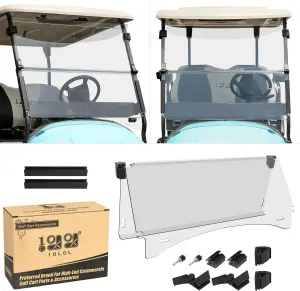 - 37.5" W X 33.6" H 10L0L Golf Cart Windshield for Club Car 2004-Up Precedent, 2017-up Onward and Tempo dead Gas or Electric, Clear / Tinted Windshield Fold Down Anti-UV Impact Resistant 