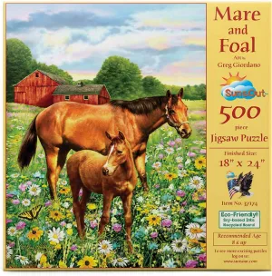 - 500 pc Jigsaw Puzzle by Artist: expendable care gamma sort tedious personal Giordano Studios - Finished Size 18" x 24" - MPN# 37174 SUNSOUT INC - Mare and Foal 