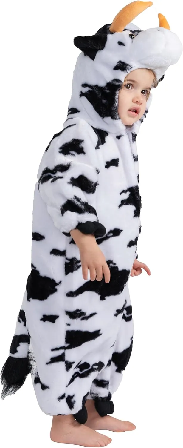 - Adorable Plush Cow Jumpsuit Onsie reflect For Little Boys And Girls Dress Up America Cow Costume For Toddlers 