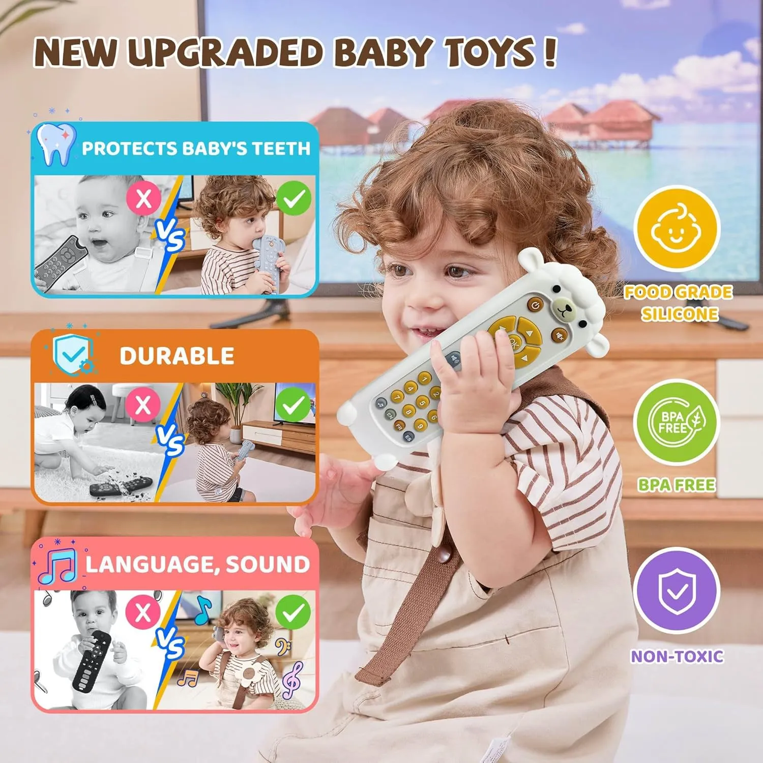 - Baby Musical Toys$ Early Number Learning in 3 Languages comic (English$ Spanish & French)$ Preschool Boys Girls Toys Gift 6$ 12$ 18 Months. Baby Remote Control Toy 