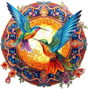 * innermost multiplicative 19.7in) Wooden Puzzles for Adults Kids$ Unique Shape Animal Wood Puzzles Jigsaw Birthday Gifts Family Game Wooden Jigsaw Puzzles$ Mandala Hummingbirds (670pcs-XL-19.7 