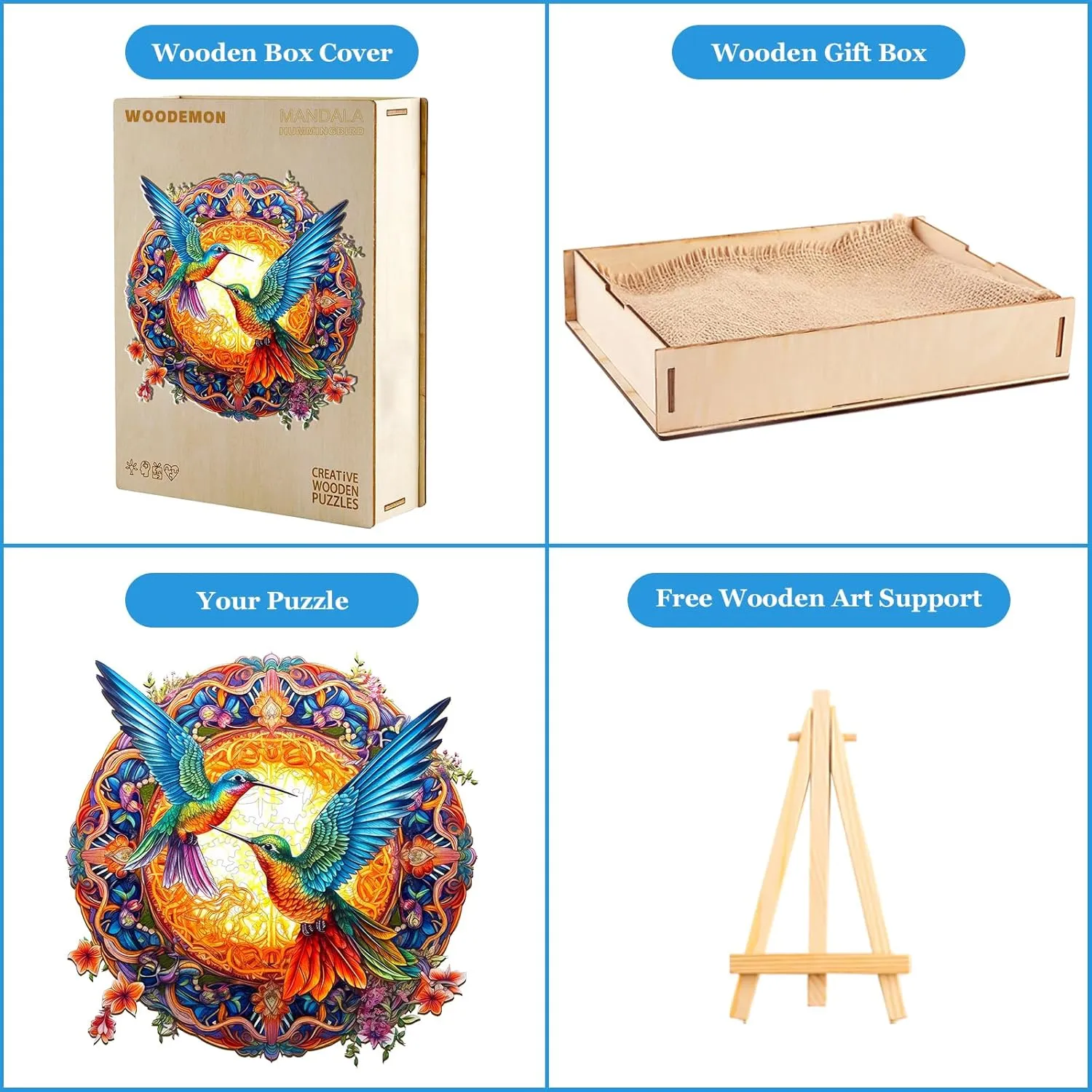 * innermost multiplicative 19.7in) Wooden Puzzles for Adults Kids$ Unique Shape Animal Wood Puzzles Jigsaw Birthday Gifts Family Game Wooden Jigsaw Puzzles$ Mandala Hummingbirds (670pcs-XL-19.7 