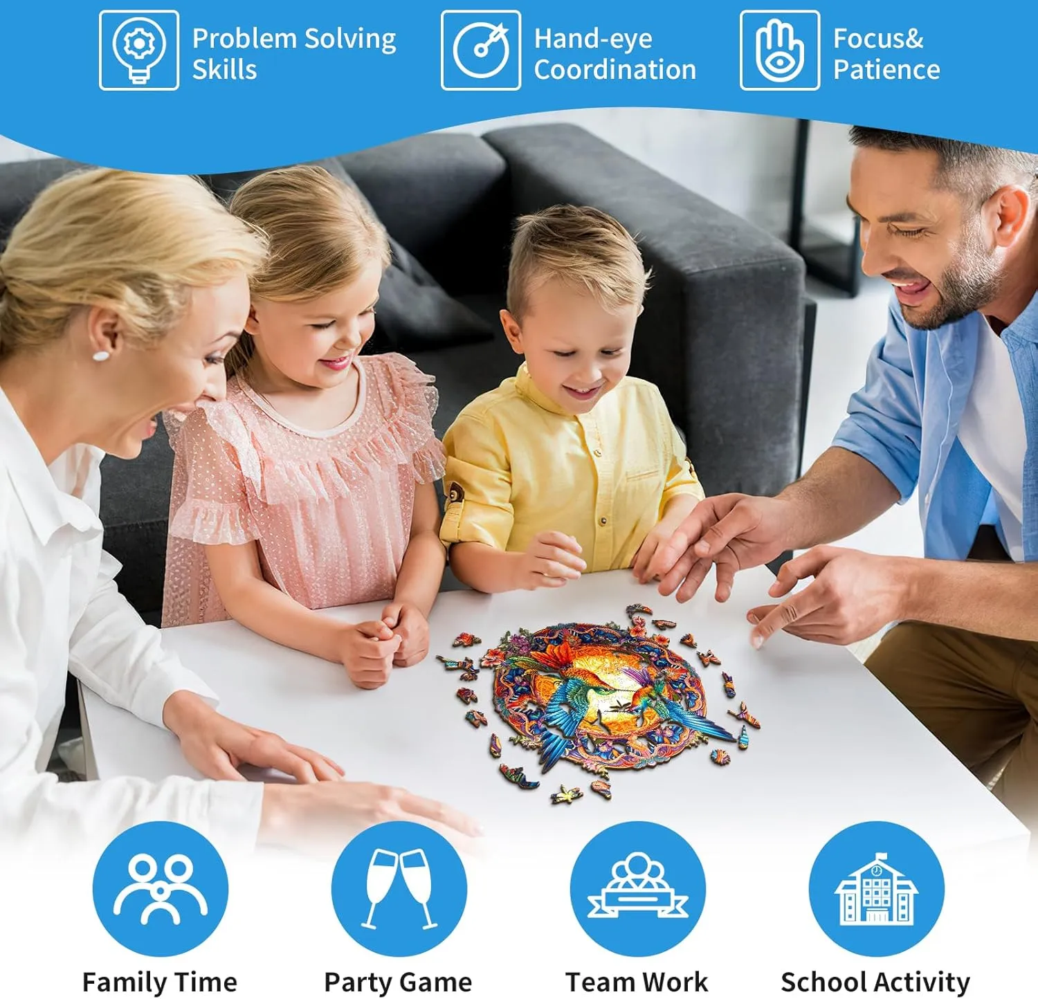 * innermost multiplicative 19.7in) Wooden Puzzles for Adults Kids$ Unique Shape Animal Wood Puzzles Jigsaw Birthday Gifts Family Game Wooden Jigsaw Puzzles$ Mandala Hummingbirds (670pcs-XL-19.7 