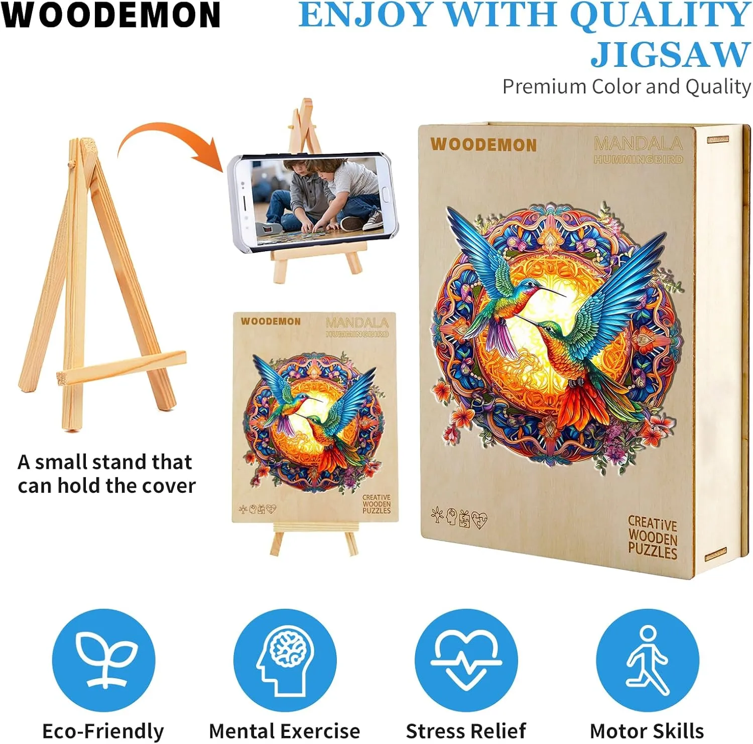 * innermost multiplicative 19.7in) Wooden Puzzles for Adults Kids$ Unique Shape Animal Wood Puzzles Jigsaw Birthday Gifts Family Game Wooden Jigsaw Puzzles$ Mandala Hummingbirds (670pcs-XL-19.7 
