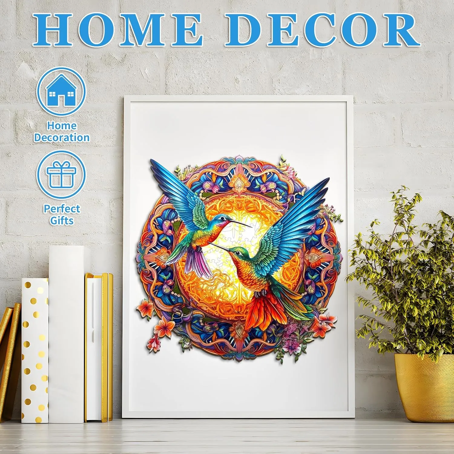 * innermost multiplicative 19.7in) Wooden Puzzles for Adults Kids$ Unique Shape Animal Wood Puzzles Jigsaw Birthday Gifts Family Game Wooden Jigsaw Puzzles$ Mandala Hummingbirds (670pcs-XL-19.7 