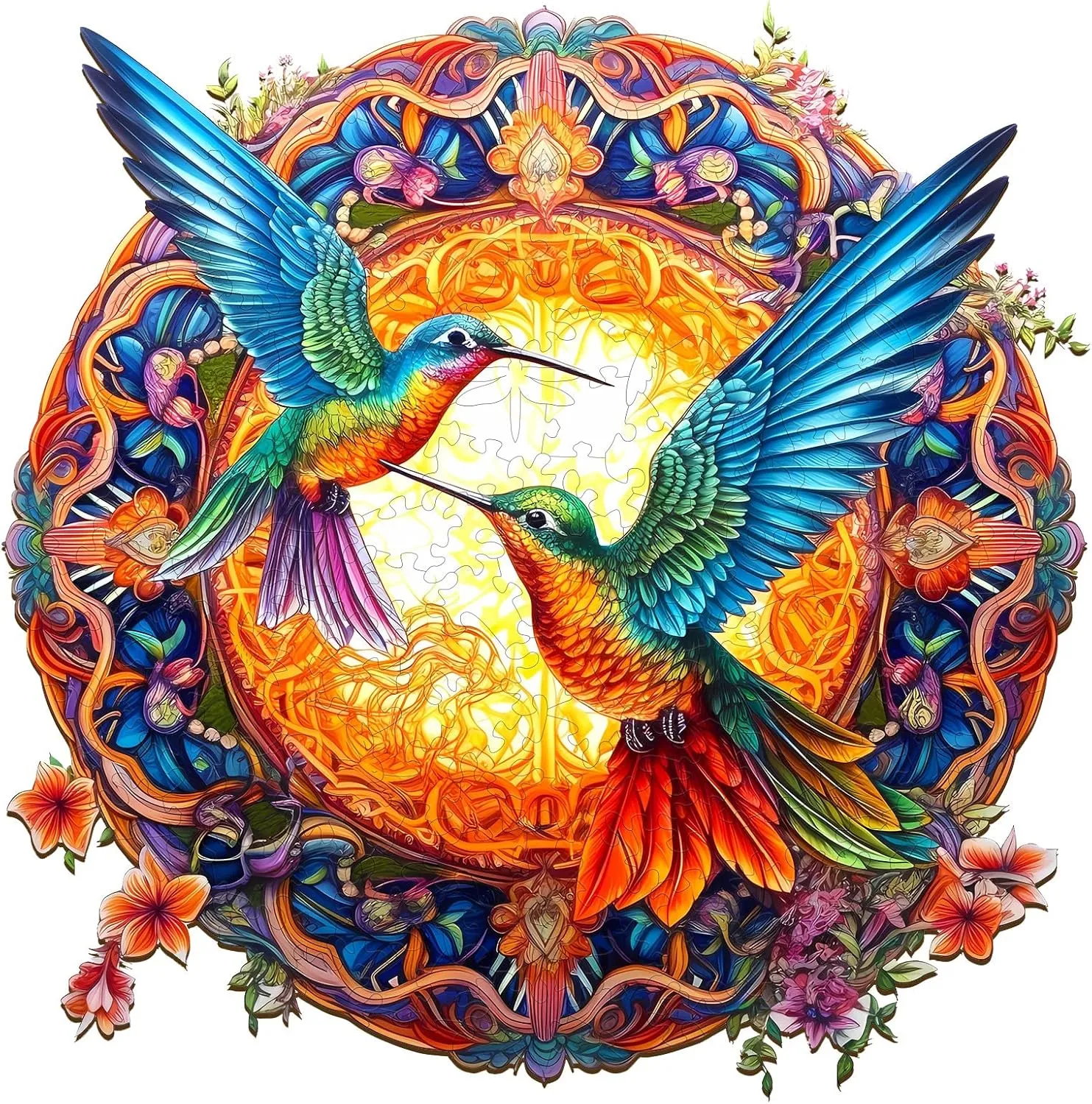 * innermost multiplicative 19.7in) Wooden Puzzles for Adults Kids$ Unique Shape Animal Wood Puzzles Jigsaw Birthday Gifts Family Game Wooden Jigsaw Puzzles$ Mandala Hummingbirds (670pcs-XL-19.7 