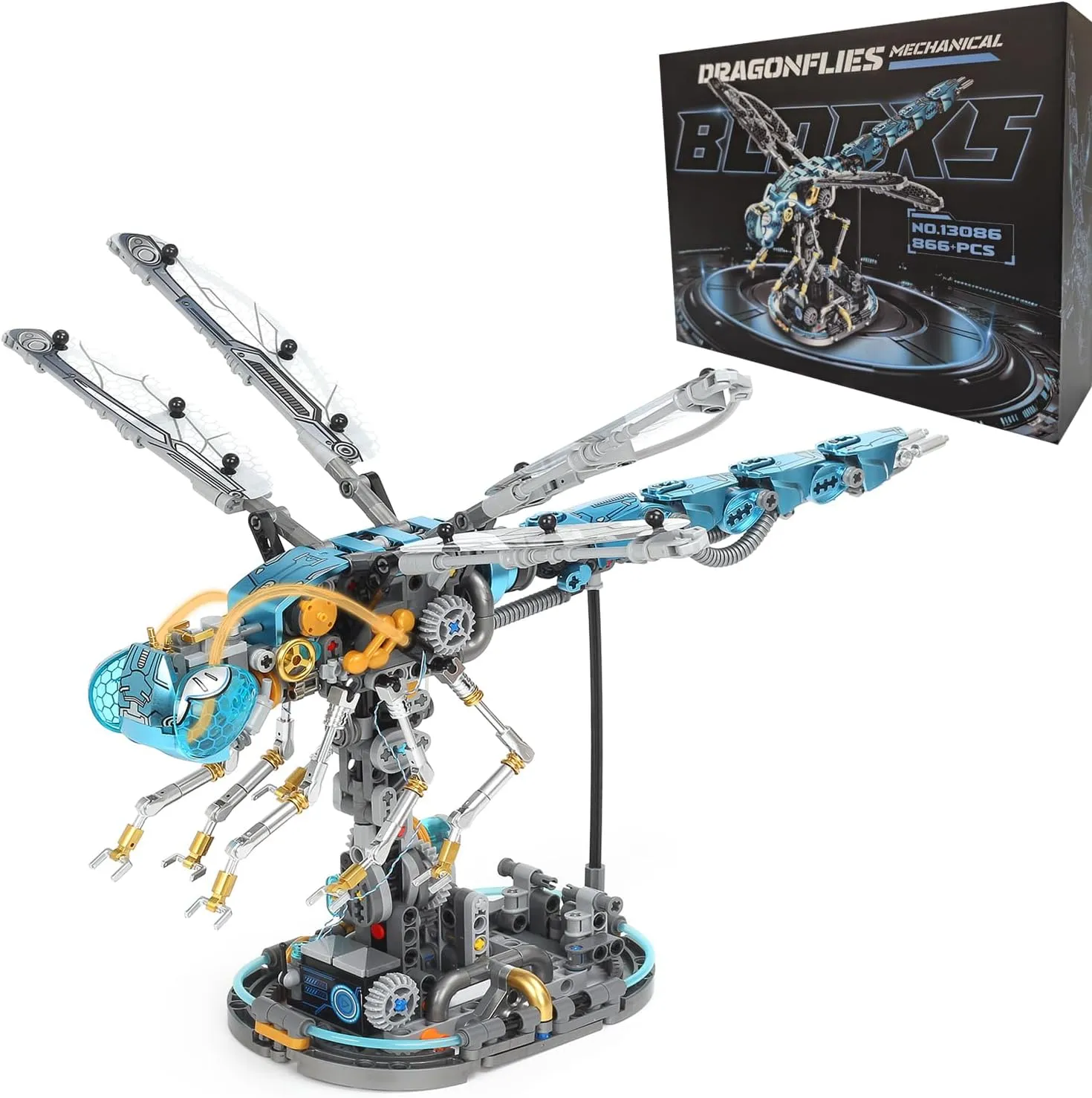 - Insect Animal World Model environmentalist with LED Light & Display Stand, Educational Toys for Boys Ages 12  & Adults and Kids, Creative Birthday Gift Mechanical Dragonfly Building Blocks STEM Kit 