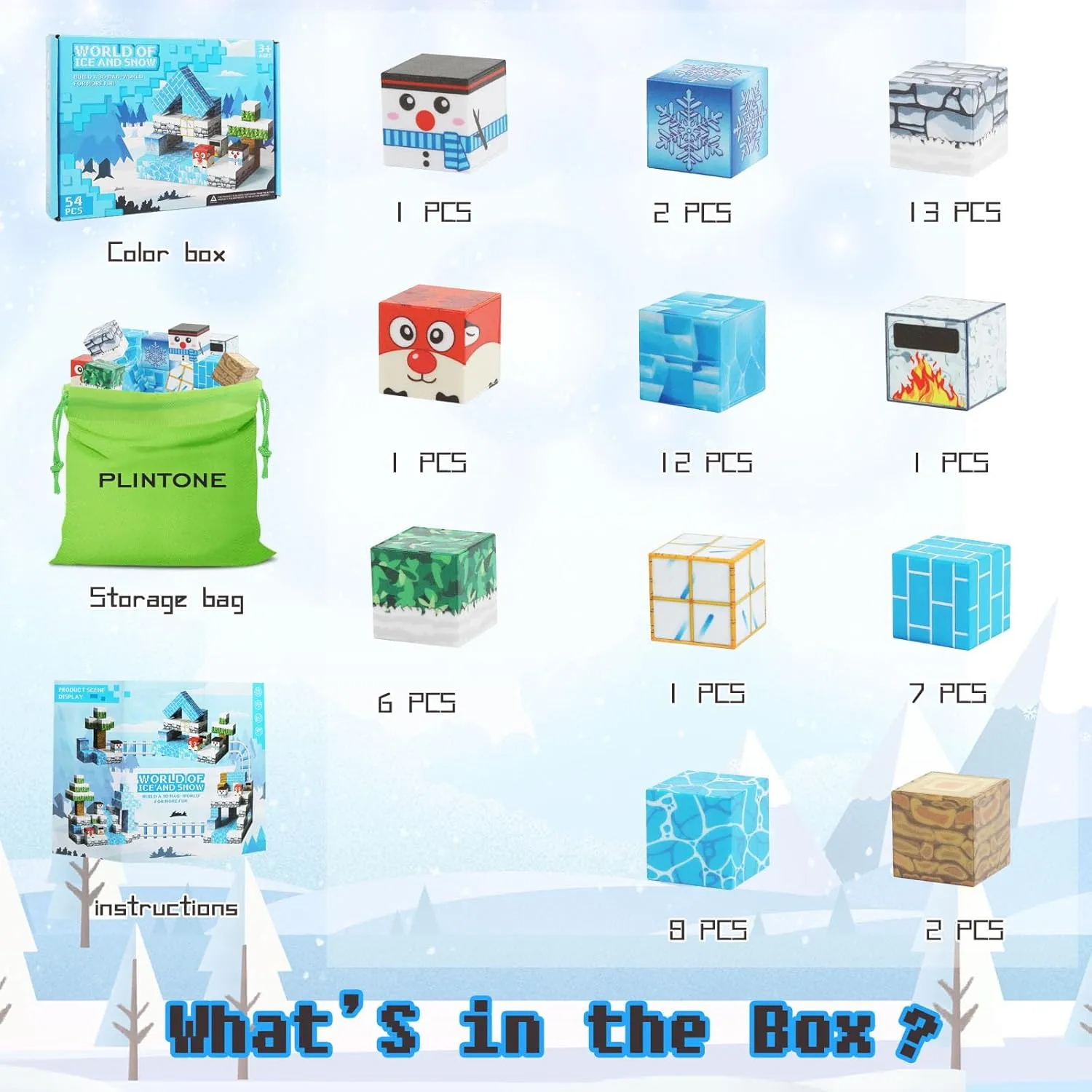 - Magnet Building Cube Game, Ice and Snow Wonderland Building Blocks Set for Kids upward notable Ages 3 , STEM Montessori Stacking Toy, Sensory Tiles Building Gift for Toddlers Magnetic Blocks 