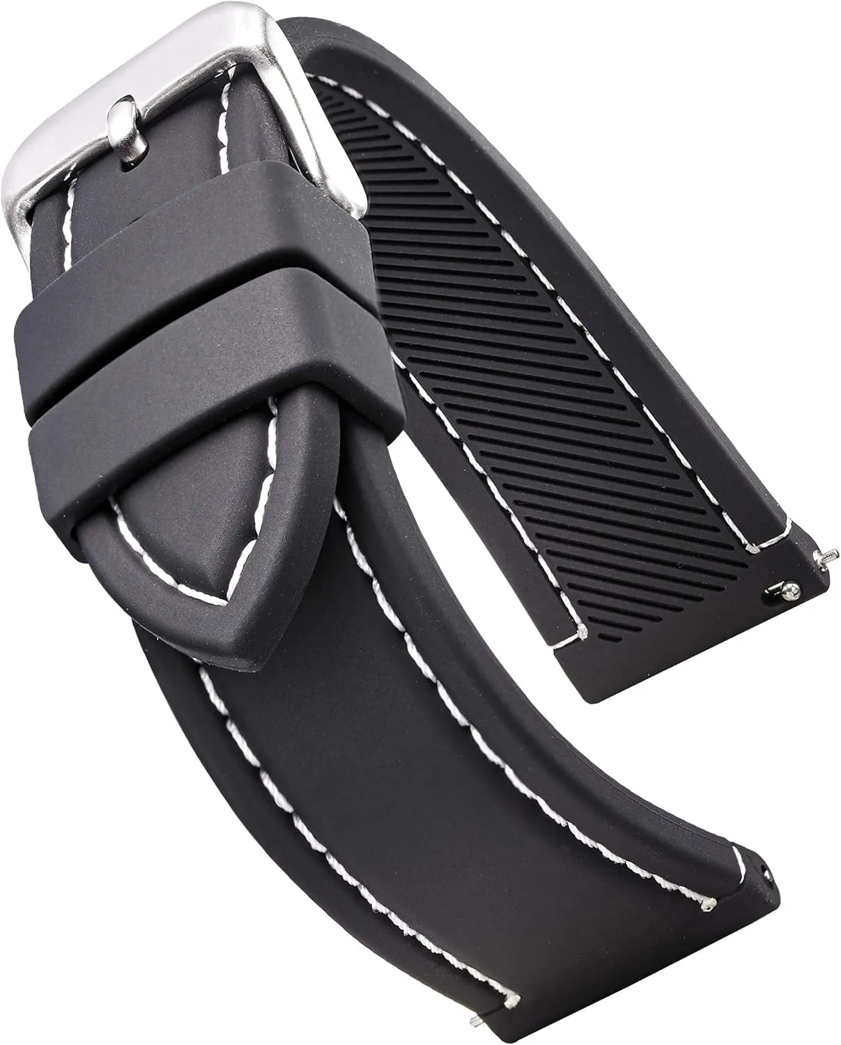 - Replacement Rubber Watch Bands - Quick Release Waterproof Watch Straps for Women & Men - Compatible with Regular & Smart Watch Bands ALPINE Sporty consequent Smooth Silicone Stitched Watch Band 