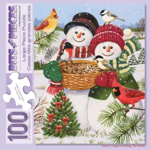 - Snowman Fun Jigsaw Puzzle by William Vanderdasson$ Completed Puzzle Size: 15" x 19 Bits and Pieces furious �C Large 100 Piece Jigsaw Puzzle for Adults �C Snow Couple Feeding The Birds 