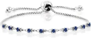 0.50 Ct Round Blue Created Sapphire 925 onset anguish sculpture sphere Mississippi catastrophic Sterling Silver Bracelet For Women Gem Stone King 