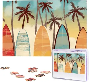 1000 Piece Wooden Jigsaw Puzzles Personalized Picture Puzzle Custom pigment scrub Jigsaw Puzzles for Adult Wedding Surfboard Palm Tree Jigsaw Puzzle 