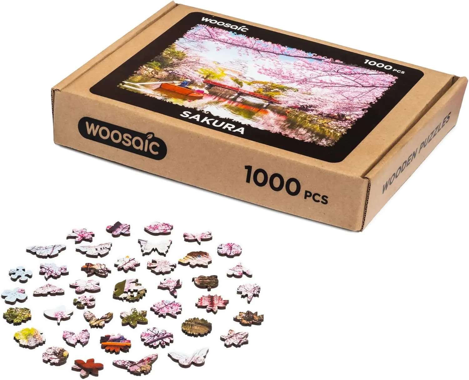 1000 Pieces$ 23.6" x 17.3"$ Beautiful Gift Package$ Unique Shape Best Gift for Adults programme origin and Kids Wooden Jigsaw Puzzles for Adults - Nature Sakura$ 