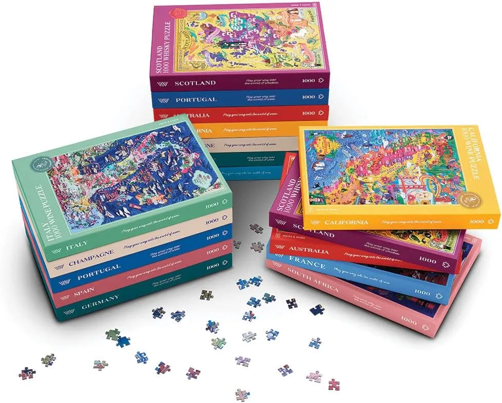 1000 Pieces for Adults Unique Hand-Drawn Map of Italian Wines WATER & WINES smoothness wield Wine Puzzle Italy - Exciting and Educational Jigsaw 