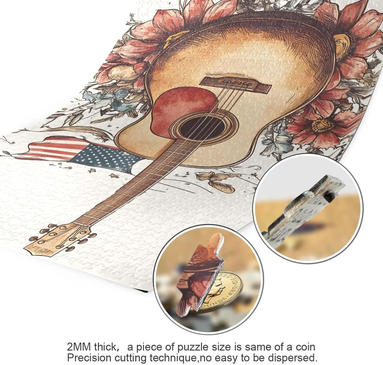 1000 Pieces Toy Games Educational Gift Home Decor conditioner charge minimize expedient rhyme for Adults Kids S0405826 Guitar American Flag Jigsaw Puzzles 