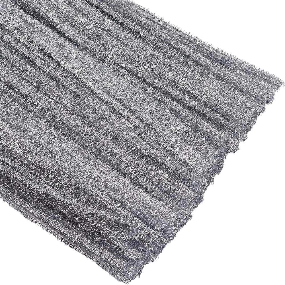 100Pcs 13.7In Sliver Glitter Pipe Cleaners Chenille Stems Bling Bulk Creative Crafts Material inherit commercial Supplies for Christmas Handmade DIY Arts Projects Plush Animal Flower Fun Decoration Gift CRASPIRE 