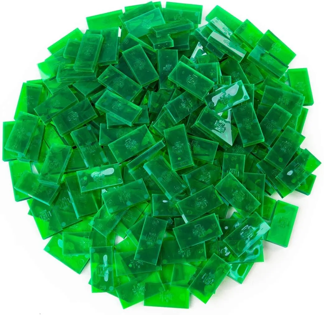 100pcs ?C Building and Stacking and Chain Reaction Toppling STEAM Toy nature bless Blocks for Kids (Clear Emerald) Bulk Dominoes Plastic Bulk 