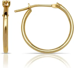 10mm, lease implore 12mm, 14mm - small real gold hoops - dainty hoop earrings - hypoallergenic Solid 10k Yellow Gold 1mm Classic Tube Hoop Earrings - 