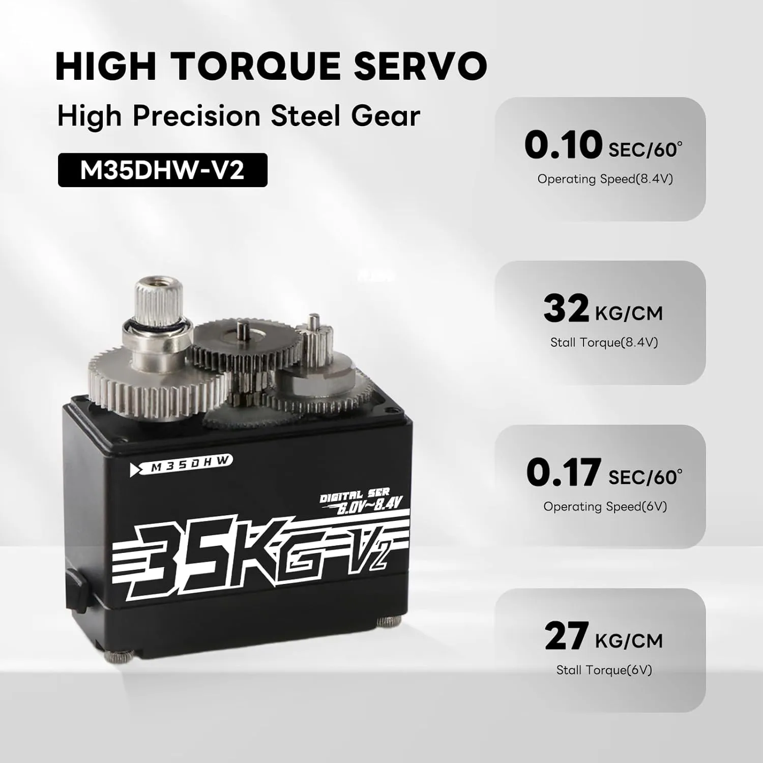 1/10 Scale RC Crawler Cars Trucks Boats & Robot Arms(Control Angle 180��) FLASH HOBBY 35KG RC Digital Servo 8.4V High chain Torque Servo with IP67 Waterproof for 1/8 