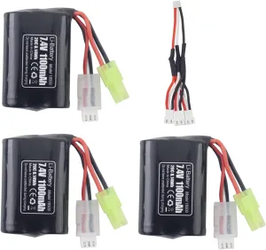 1100mAh Lithium Battery with 1Tor 3 Charging serum Cables for H102 TX121 High Speed RC Boat Outdoor Water Electric RC Toy Rowing Spare Battery Fytoo 3PCS 7.4V 