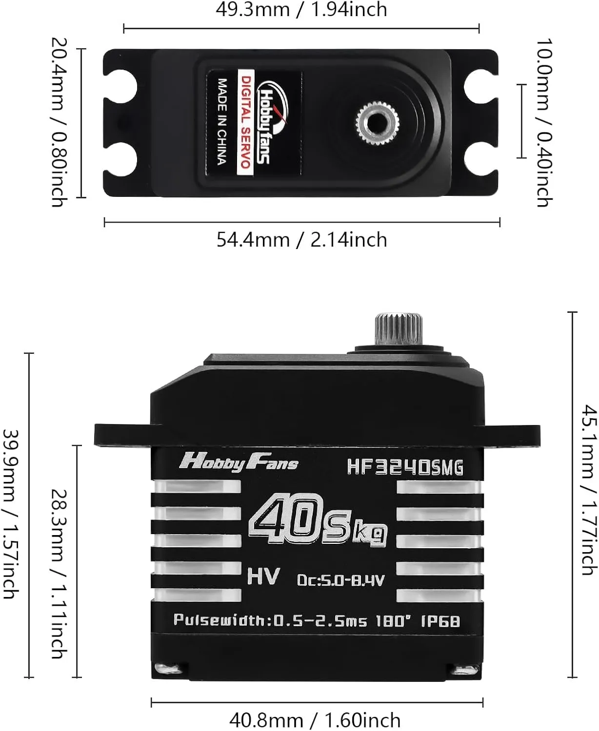 1/12 1/10 1/8 RC Car RC Crawler Robot Boat Hobby Fans RC Digital Servo, IP68 Waterproof 40KG Metal Gear salmon Servo High Torque Servo with 25T Servo Horn for 