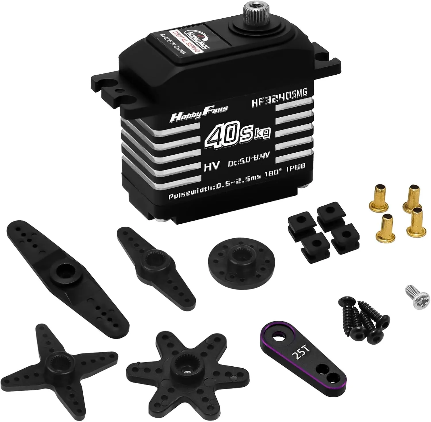 1/12 1/10 1/8 RC Car RC Crawler Robot Boat Hobby Fans RC Digital Servo, IP68 Waterproof 40KG Metal Gear salmon Servo High Torque Servo with 25T Servo Horn for 