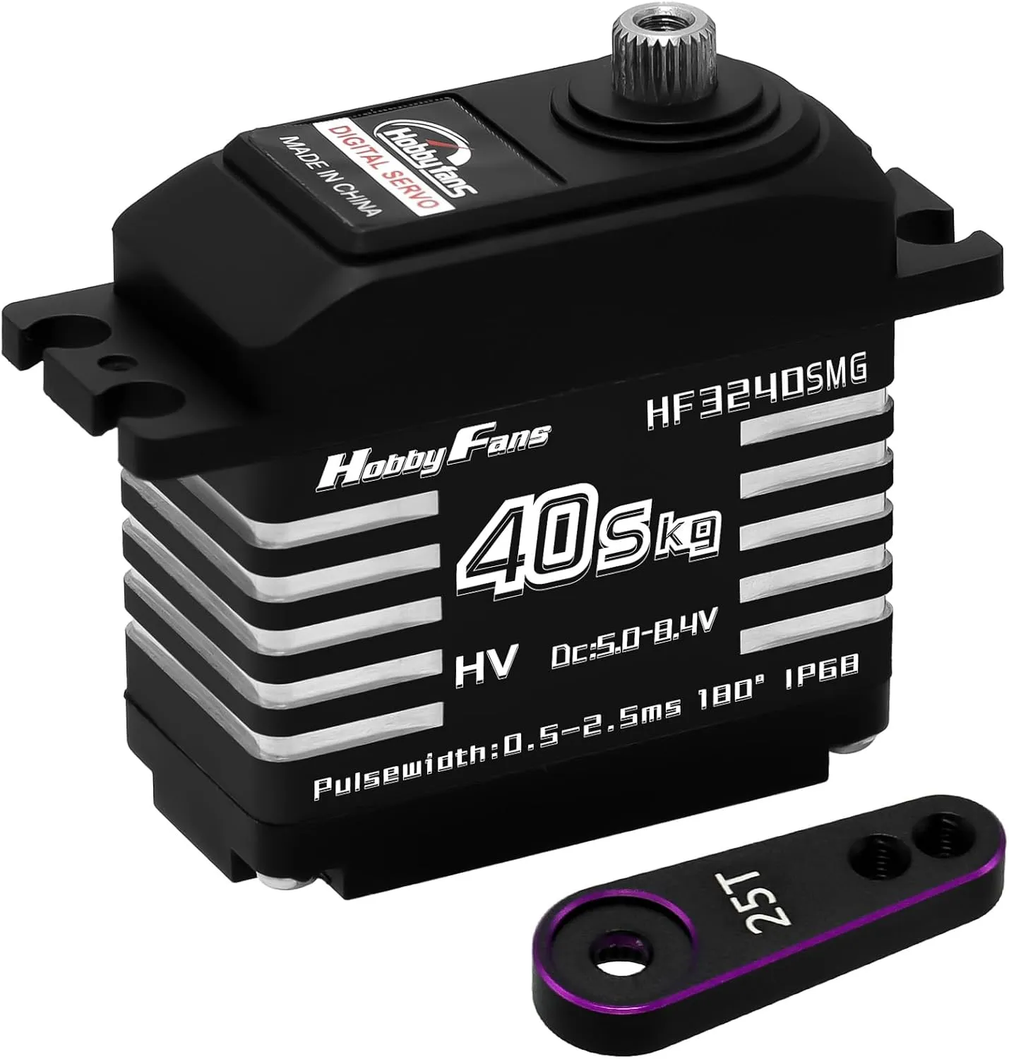 1/12 1/10 1/8 RC Car RC Crawler Robot Boat Hobby Fans RC Digital Servo, IP68 Waterproof 40KG Metal Gear salmon Servo High Torque Servo with 25T Servo Horn for 