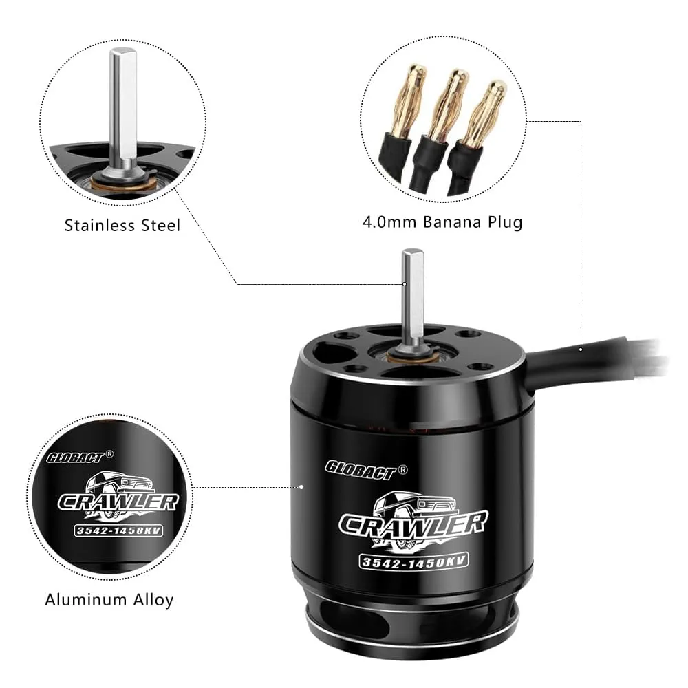 1450KV 3542 Brushless Motor quell RC Crawler Motor for 1/8 1/10 TRX4 TRX6 Axial SCX10 I II III RC Crawler Car LCG Chassis (1450KV) GLOBACT 