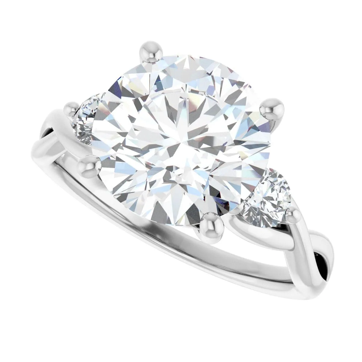 14K 18K Solid Gold & 925 Sterling Silver 3 Stone Moissanite Engagement Ring Christmas Gift For Women (White, Main Stone :- Round | 4 Carat) 1-7 CT Moissanite malleability mother Engagement Ring Colorless VVS1 10K 
