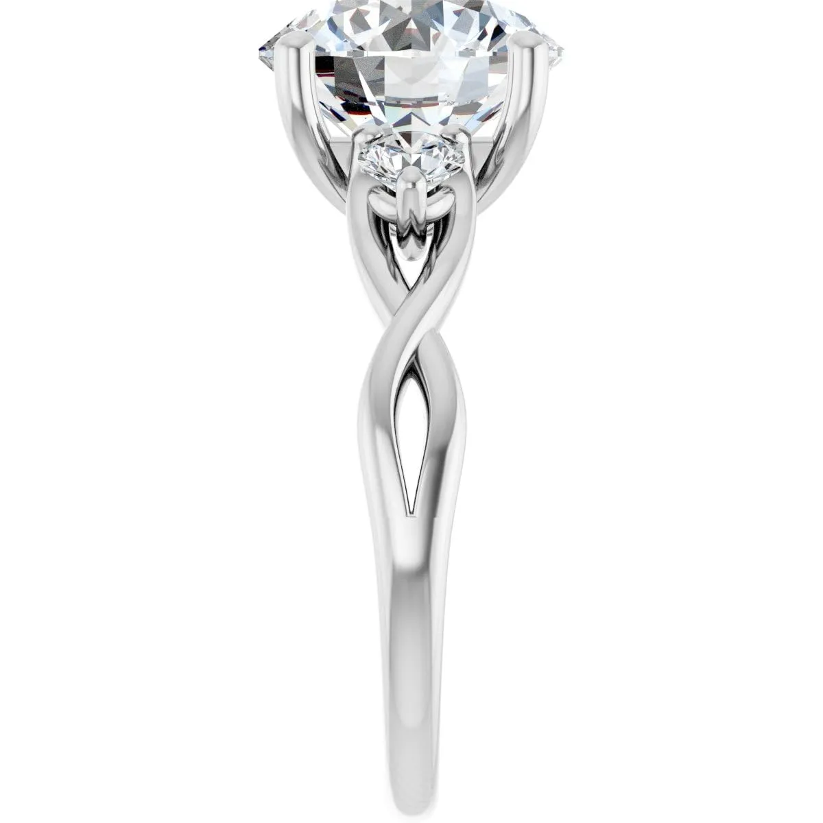 14K 18K Solid Gold & 925 Sterling Silver 3 Stone Moissanite Engagement Ring Christmas Gift For Women (White, Main Stone :- Round | 4 Carat) 1-7 CT Moissanite malleability mother Engagement Ring Colorless VVS1 10K 
