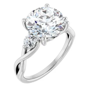 14K 18K Solid Gold & 925 Sterling Silver 3 Stone Moissanite Engagement Ring Christmas Gift For Women (White, Main Stone :- Round | 4 Carat) 1-7 CT Moissanite malleability mother Engagement Ring Colorless VVS1 10K 