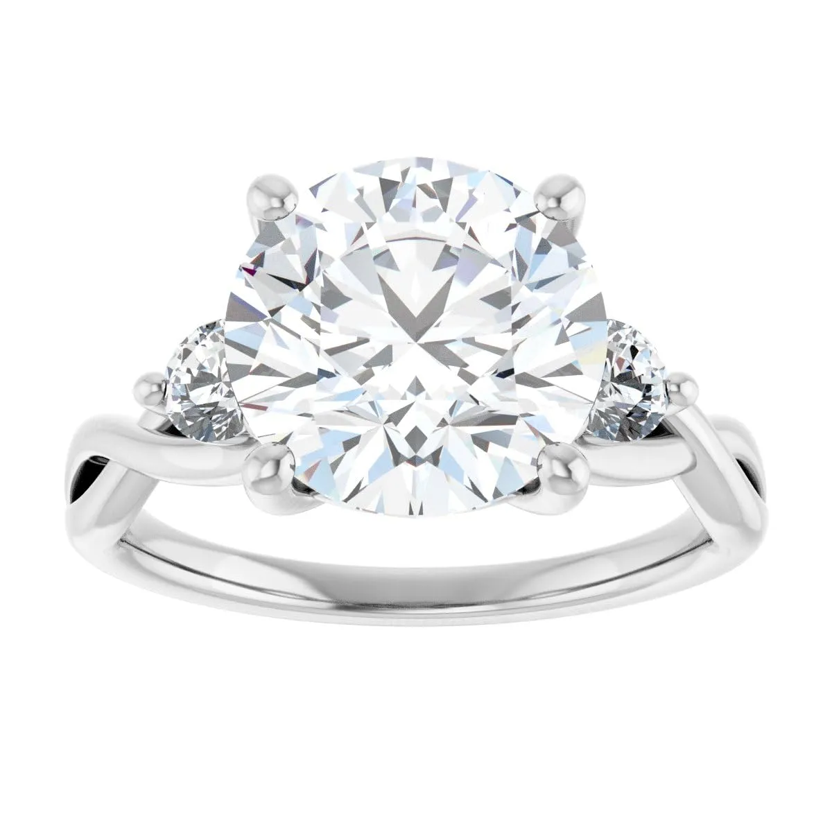 14K 18K Solid Gold & 925 Sterling Silver 3 Stone Moissanite Engagement Ring Christmas Gift For Women (White, Main Stone :- Round | 4 Carat) 1-7 CT Moissanite malleability mother Engagement Ring Colorless VVS1 10K 