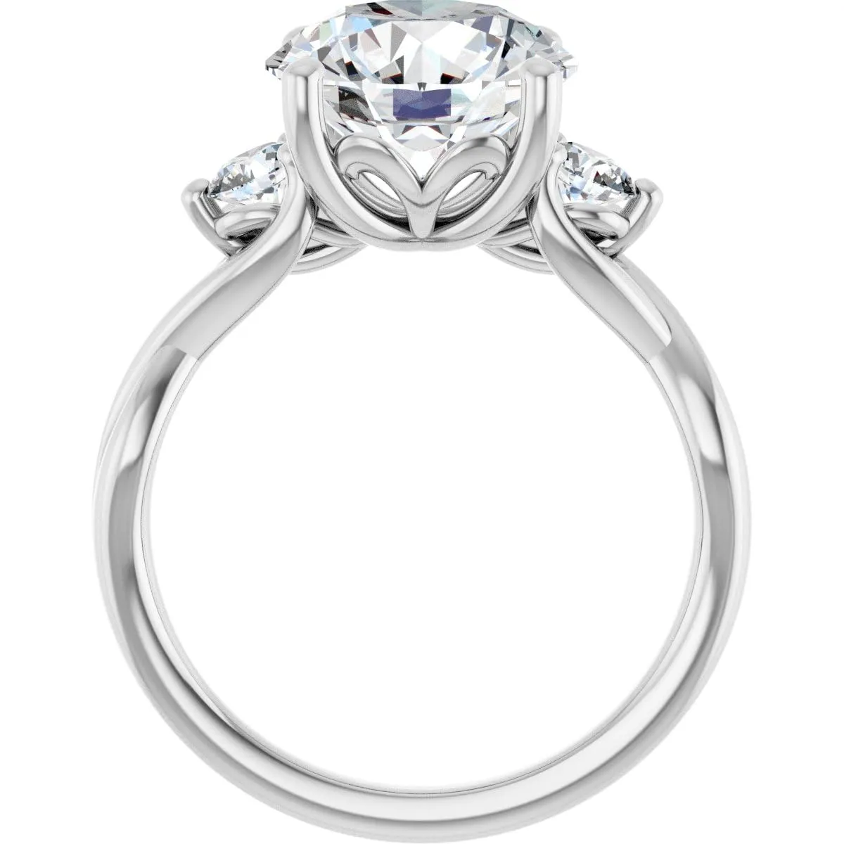 14K 18K Solid Gold & 925 Sterling Silver 3 Stone Moissanite Engagement Ring Christmas Gift For Women (White, Main Stone :- Round | 4 Carat) 1-7 CT Moissanite malleability mother Engagement Ring Colorless VVS1 10K 