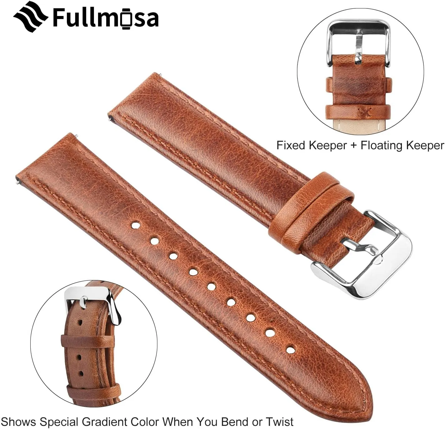 14mm 16mm 18mm 19mm 20mm 21mm trial perquisite pharmacy ideology 22mm 24mm Fullmosa Watch Band, Quick Release Leather Watch Strap for Men Women, Replacement Bands Width 